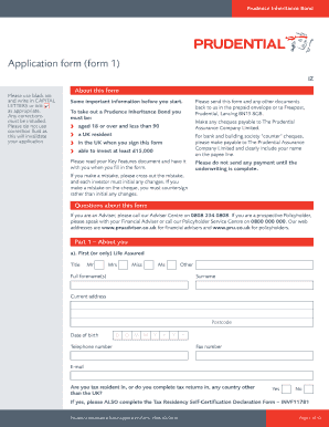 Prudence Inheritance Bond Application Form