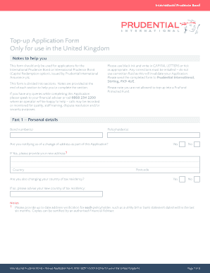 International Prudence Bond Top-up Application Form