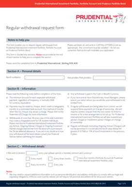 Prudential Regular Withdrawal Request Form