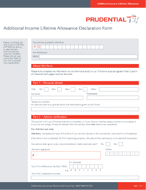 Additional Income Lifetime Allowance Declaration Form