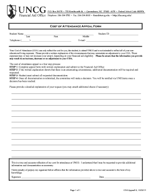 Cost of Attendance Appeal Form