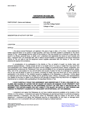 Participant Release and Indemnification Agreement