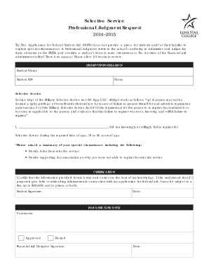 Selective Service Professional Judgment Request