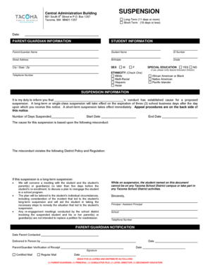 Washington Student Suspension Notice