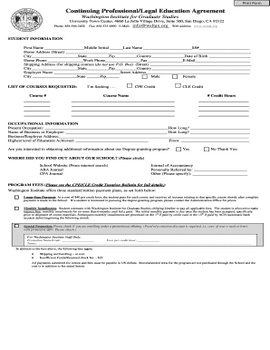 Continuing Professional/Legal Education Agreement