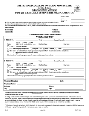 Formulario de Autorización de Medicamentos Escolares