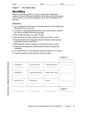chapter 5 the periodic table wordwise answer key