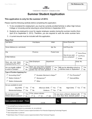 Summer Student Application Form