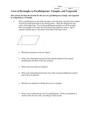 Areas of Rectangles to Parallelograms, Triangles, and Trapezoids - math tamu