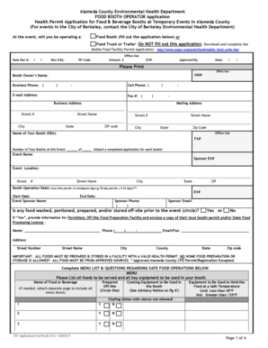 Alameda County Food Booth Operator Application