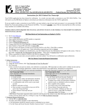 2013 IRS Federal Tax Transcript Form
