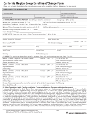 California Region Group Enrollment/Change Form
