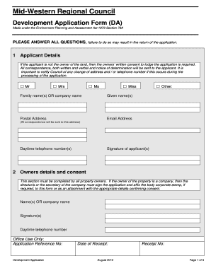 Development Application Form