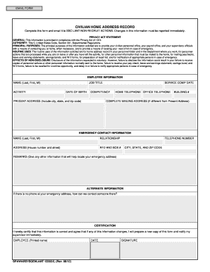 Civilian Home Address Record Form