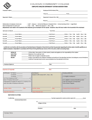Employee and Dependent Tuition Waiver Form