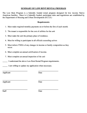 Low Income Rental Application