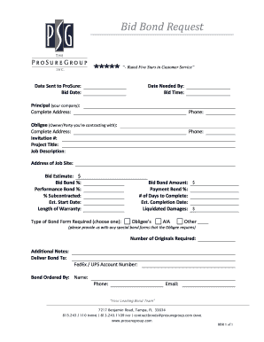 Bid Bond Request Form