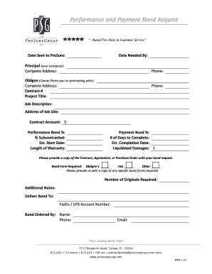 Performance and Payment Bond Request