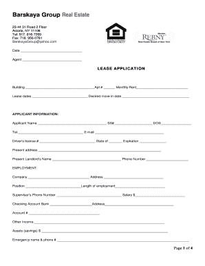 New York Lease Application Form