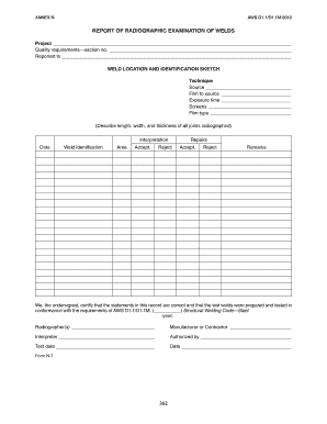 AWS D1.1 Weld Radiographic Examination Report