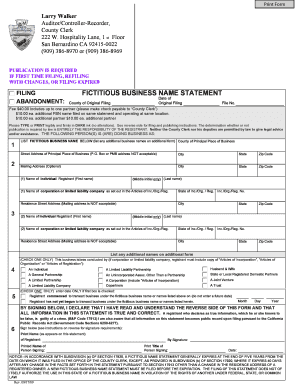 California Fictitious Business Name Statement