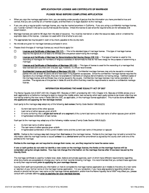California Marriage License Application