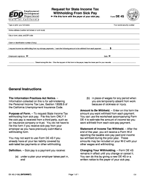 California State Income Tax Withholding From Sick Pay