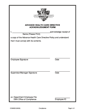 Advance Health Care Directive Acknowledgment Form