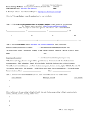 Search Strategy Worksheet