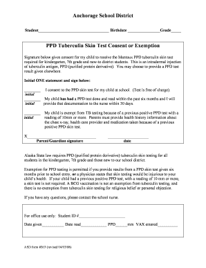 Alaska PPD Tuberculin Skin Test Consent Form