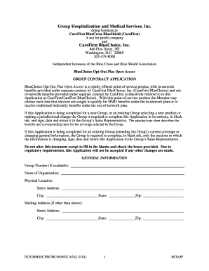 CareFirst BlueChoice Group Contract Application