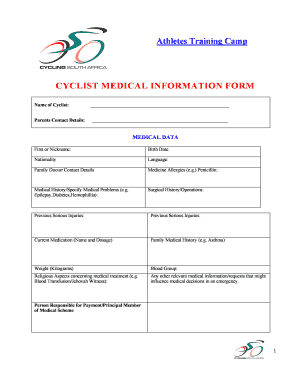 Cyclist Medical Information Form