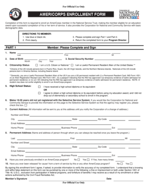 AmeriCorps Member Enrollment Form