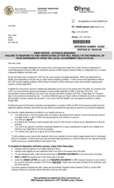 Dependent Verification Letter