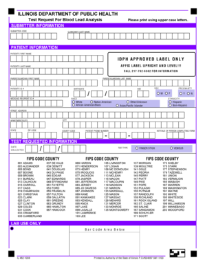 Illinois Blood Lead Analysis Request Form