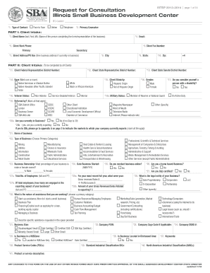Illinois Small Business Development Center Request for Consultation