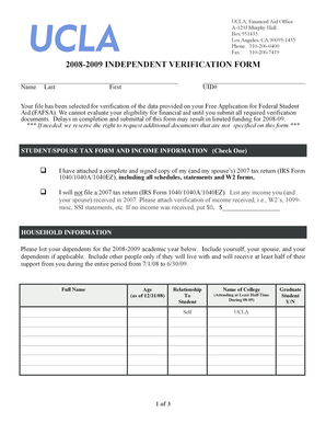 2008-2009 Independent Verification Form