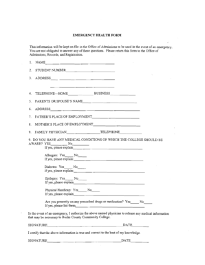 Emergency Health Form