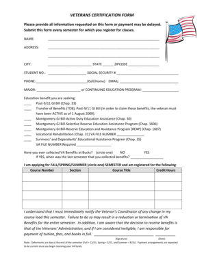 Veterans Certification Form