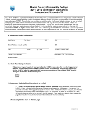 2014-2015 Verification Worksheet