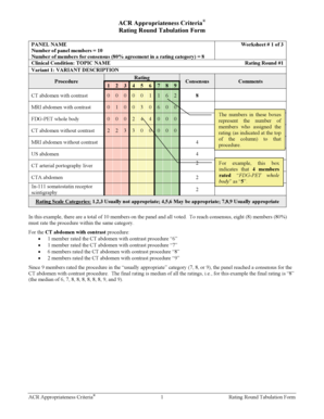 ACR Appropriateness Criteria Rating Round Tabulation Form