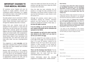 UK Medical Records Opt-Out Form
