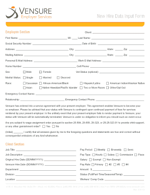 New Hire Data Input Form
