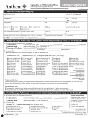 Anthem Blue Cross Small Group Employer Application