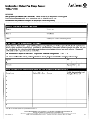 Employee Medical Plan Change Request Form