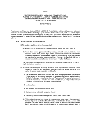 Tenancy termination notice template - Form 3 notice from tenant to landlord--termination ... - The Florida Bar - floridabar