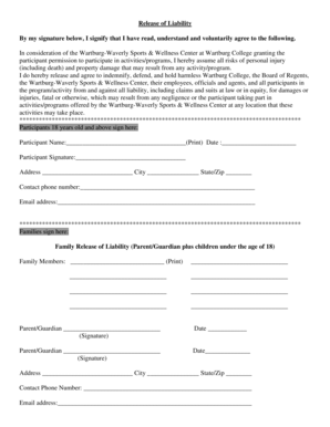 Towing damage waiver form template - Release of Liability Form (PDF) - The W - the-w