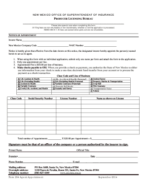 New Mexico Form 204 Agent Appointment
