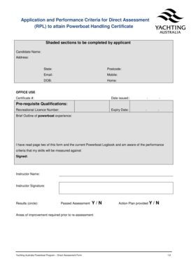 Powerboat Handling Certificate Application