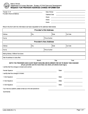 Illinois Provider Address Change Request